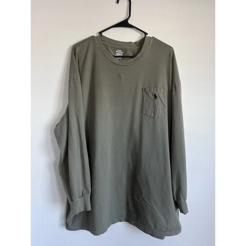 Polo Ralph Lauren Shirt Mens 3X/3XB Brown Long Sleeve Pocket Pony Tee Big & Tall